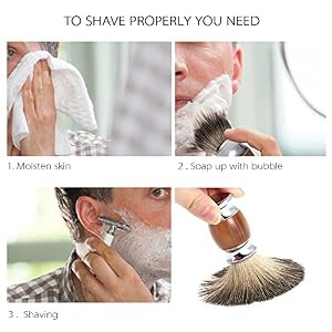 Anself Hair Shaving Brush Pure Badger Resin Handle Barber Salon Men Facial Beard Cleaning Appliance Shave Tool Shaving… - Image 4