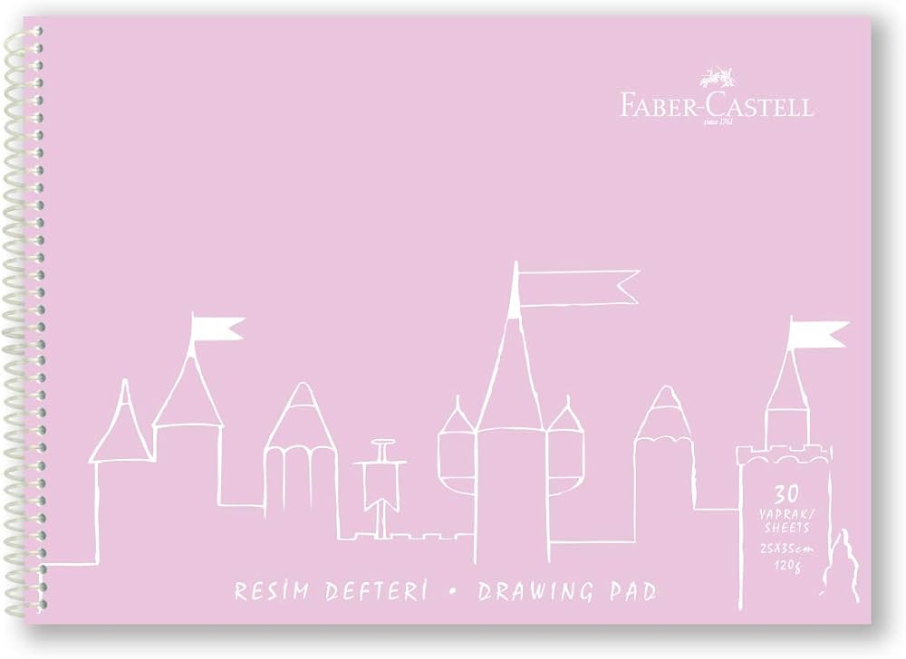Faber-Castell Resim Defteri, 25x35 cm, 30 Yaprak, Sert Kapak, Spiral Cilt, 120g Kağıt, Dayanıklı ve Çevre Dostu, Asorti Renkler