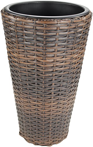 Rattan Bodenvase 28 x 46cm rund mit Einsatz braun