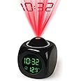 Delicate Designs Digital LCD Voice Talking Function, LED Wall/Ceiling Projection, Alarm/Snooze/Temperature Display, 12hr/24hr, Bedside Alarm Clock - Multicolor,Plastic