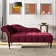 Artistic Interior Crafts Wood Handmade Two Seater Wooden Velvet Luxury Couch Button Tufted Storage Chaise Lounge Sofa Settee Sofa Diwan for Home Living Room Office Bedroom Colour (Maroon)