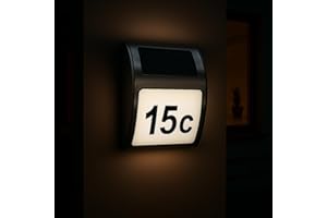 ‎MELITEC MeLiTec Solar-Hausnummer SH08 | moderne LED-beleuchtete Hausnummer | für außen, wasserdicht | aus Edelstahl | kabellose Solar-Hausnummernleuchte | Hausnummernschild inklusive Ziffern- & Buchstabenset