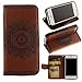 Produktbild Hülle für iPhone 6S,Case für iPhone 6,iPhone 6S Handyhülle Leder Wallet Case,YingC-T Elegant Malerei Mandala Blume Braun Muster Handytasche iPhone 6 6S Schutzhülle Leder Bookstyle Brieftasche Ständer Stand Hülle mit Karte Halterung Magnetverschluss Extra Dünn Tasche Premium Design Klapphülle Flip Schutz Schale Hülle Etui Cover für Apple iPhone 6/6S 4.7 Zoll