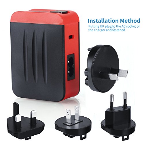 Milool 4.8A 4 USB port universellen-Adapter mit getrennt Reise Adapter aus 150 Ländern weltweit US UK EU AU Universal fusionierten Sicherheit AC-in einem Ladegerät(Rot) - 2