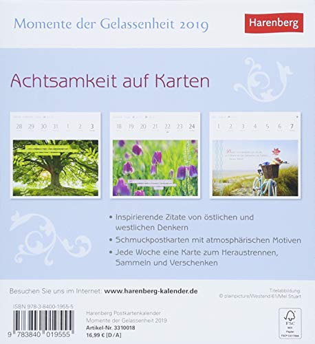 Book's Cover of Momente der Gelassenheit - Kalender 2019: Kalender mit 53 Postkarten