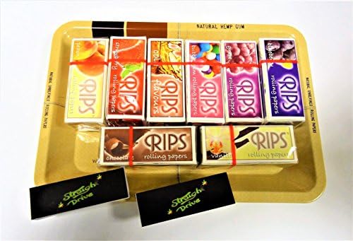 MontCherryRAW Gift Set 1970's Style Mini Metal Rolling Tray with Rips Rolls and MontCherry Tips Gift Set for You or Your Loved Ones by Trendz
