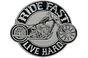 SUMA SHOP Toppa/Stemma - Patch Biker - Con Motivo: “Ride Fast Live Hard” Patch termoadesiva per gilet da motociclista biker motorcycles, Independent Free Biker, Rider, iron.