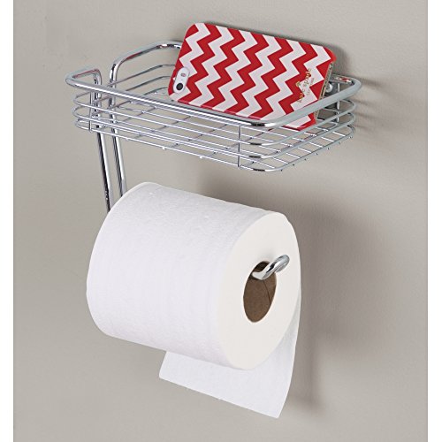 InterDesign 69150EU Classico WC-Papierrollenhalter mit Regal, Wandmontiert, chrom - 3