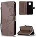 Produktbild Handyhülle für Moto G6 Plus Leder Brieftasche,Moto G6 Plus Hülle,FNBK Blumen Flip Wallet Stand Case Card Slot Leder Tasche Karteneinschub Magnetverschluß Kratzfestes Grau Schutzhülle für Moto G6 Plus