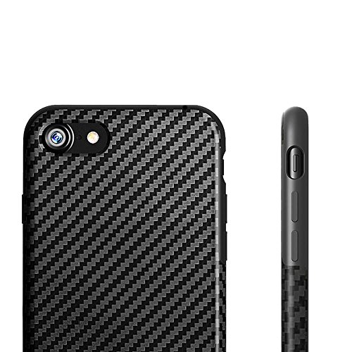 iPhone 7 Case (4.7 inch) Case,L-FADNUT [Carbon Fiber Lines] TPU Silicone Ultra Slim Back Case,Shock Absorbing Bumper Protective Case Cover for Apple iPhone 7 - Black