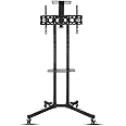 Techzere Adjustable Height Movable Metal TV Trolley/Stand/Mount with Wheels for 32”-75” TVs