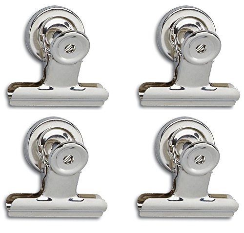 MAUL 2184096 Papierklammer Briefklemmer 40mm mit Magnet nickel (4er Pack)