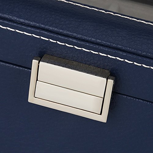 amzdeal Neueste Uhrenkasten Schmuckkasten für 6 Uhren und Ring Ohrringe mit Glasfenster - 4