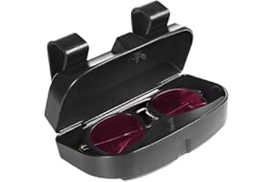 Dasing Sunglasses Holder for Car, Car Visor Glasses Case Holder Sunglasses Organizer Box Credit Card Slots on the Outside Double Snap Design Fits All Vehicle Models,Easy Installation (Black)