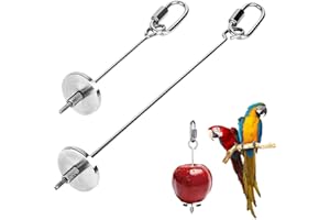 SRCASY 2Pcs Edelstahl Papagei Futterspieß, Edelstahl Papagei Obst Stick Halter, Vogel Obst Halter, Gemüsehalter Für Vögel Aus Frucht Gemüse-Spieß Für Papageien, Wellensittiche, Sittiche, Nymphensittiche