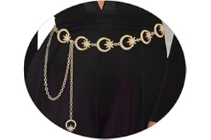 Bohend Strass in metallo Cintura a catena in vita Moda Stella di luna Corpo cinture link Ciondolo Catene in vita Regolabile Abiti Catene per cinture lunghe per donne e ragazze