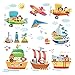 Produktbild Decowall DAT-1506 Schiffe 3 Doppeldecker Autos Flugzeuge Tiere Wandtattoo Wandsticker Wandaufkleber Wanddeko für Wohnzimmer Schlafzimmer Kinderzimmer