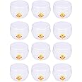 SPC 12pcs - 10 ml Empty Plastic Cosmetic Jar/Container for Eyeshadow, Makeup, Face Cream, Lotion, Lip Balm, Body Butter, Scrub and Other DIY Beauty Products (Clear)