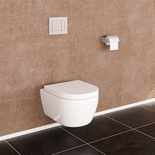 NEG Hänge-WC Uno11RK (Tiefspüler/randlos/kurz) Toilette ohne Unterspülrand mit Duroplast Soft-Close-Deckel und Nano-Beschichtung - 4