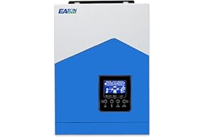 POWLAND 3KVA 2,4KW PWM Hybrid Solar Wechselrichter 24V netzunabhängiger Wechselrichter Reine Sinuskurve DC 24V zu AC 230V, Max PV 1200W Eingang 80Voc für AGM Gel Lithium Batterie (SPH 3K)