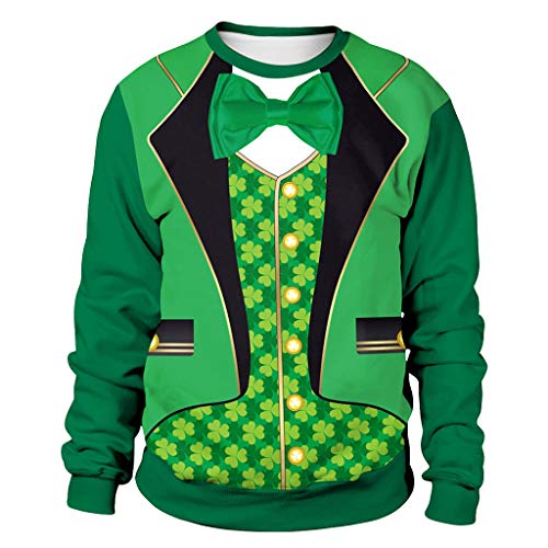 Preisvergleich Produktbild Amphia - St. Patrick's Day Party Herrenanzug Abendkleid Print Langarm-Rollkragenpullover - Herren St. Patrick's Day Anzug Abendkleid Druck Oansatz Tops