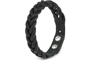 Simaru - Bracciale da uomo in vera pelle vegetale intrecciata, regolabile