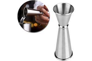KUOU Cocktail Jigger, 25ml/50ml Double Side Japanese-Style Stainless Steel Spirit Measure Measuring Cup