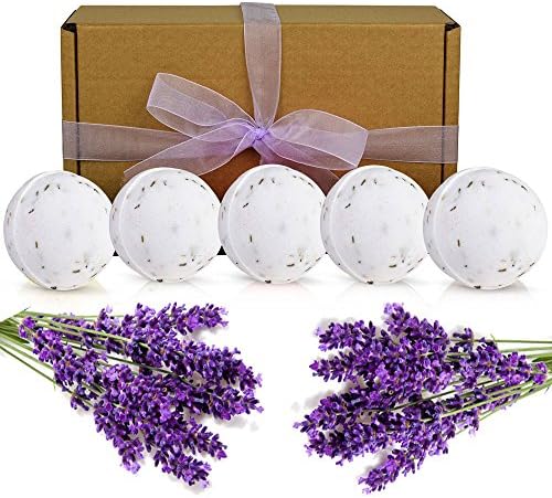 Bath Bombs Gift Set - Handmade in UK - 5 x 210g Mega Fizzies with Essential Oils Natural Aromatherapy Christmas Gifts Set (Lavender)