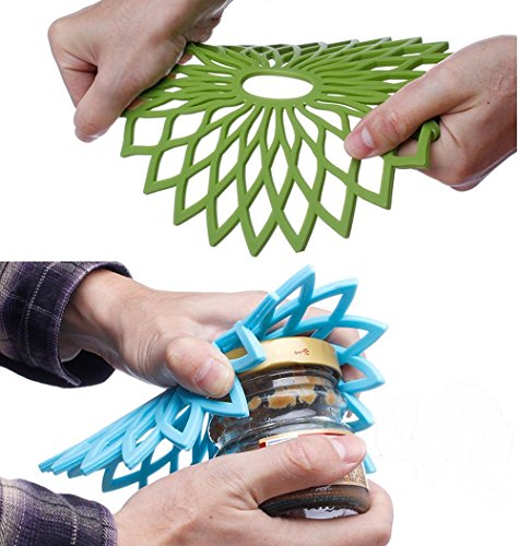 Silikon-Topfuntersetzer in Blumenform (3 Stück) Premium-Qualität, isoliert, flexibel, robust, rutschfest grün - 3