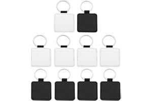 Lijun 10 Piezas de Cuero en Blanco sublimación Transferencia de Calor MDF llaveros Kit fabricación de Joyas