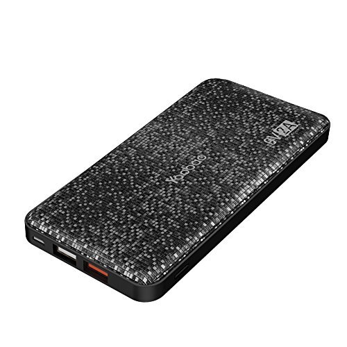 Power Bank Yoobao Q12 12000mAh High Capacity Quick Charge 3.0 Dual USB Output Ultra Slim Portable Charger External Battery Pack for Android IPhone Samsung Galaxy HUAWEI LG HTC and More - Black