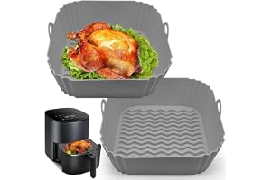 2 PCS Square Air Fryer Silicone Liners, 8 Inch Food Grade Reusable Heat Resistant Pots Inserts Baskets Bowl for Instant Oven Microwave (Multicolour)