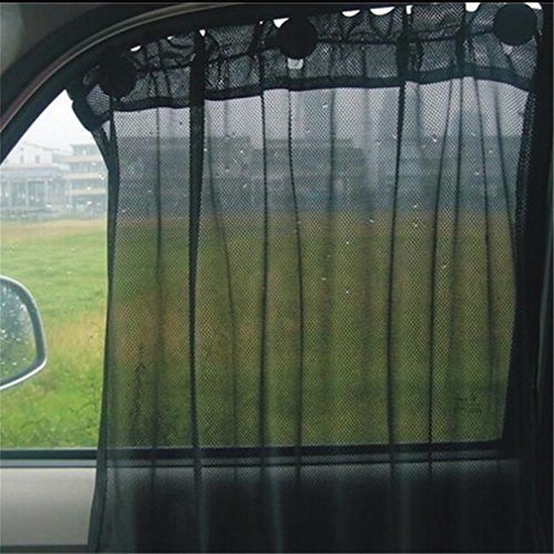 1 Pair HENGSONG Black Car Window Sun Shades Blinds Back Seat Child Shades Curtains With Suction Cup
