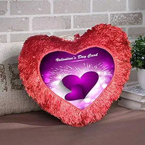 DreamVio Love Heart Shape Valentine's Day Gifts Fur Cushion,Plush Pillow for Gifting on Birthdays,Anniversaries Color - Red (Size- 15x17 inch) Shape 25