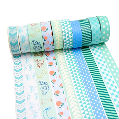 K-LIMIT 10er Set Washi Tape Dekoband Masking Tape Klebeband Washitape Scrapbooking DIY 5525