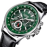 Watch-LUTEM Herren Luxus Wasserdichte Armbanduhren Uhren Uhr mit Lederband, Männer Sport Business Casual Uhr, Leuchtzeiger, Woche/Datum / 24 Stunden-Anzeige