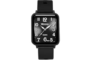 ALCENTIS Nouveauté Montre Femme rectangulaire Bracelet Silicone - Look très Tendance - Grand Cadran (Bracelet et Cadran Noir)