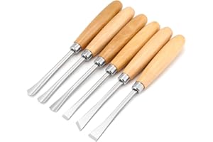 JOYZAN Gubias para Tallar Madera, Formones para Madera, Cincel, Herramientas Cincel Gubia para Tallado, Hoja Tallar Cuencos, 6 uds Juego Carpintería Mano Afilada para Esculpir Profesionales