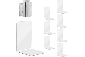 GIGTOOP Sujetalibros,8 Piezas Sujetalibros de Acrílico Transparentes,Sujetalibros en Forma L,Adecuado para la Escuela, el hogar, la Oficina, la Biblioteca, organización de Escritorio (10x10x13cm)
