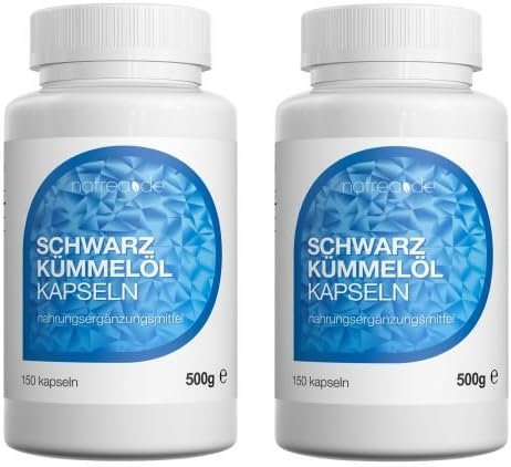 Natrea Black Seed Oil Capsules 300 Capsules &amp; # X2714 500mg Pure, Absolutely High Quality and Rich Black Cumin Oil &amp; # X2714 – 1st Pressing &amp; # X2714 Daily Mühlenfrisch