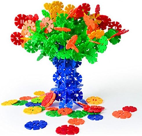 Goeous Brain Flakes 150 Piece Interlocking Plastic Disc Set, Bestfy Creative and Educational Building Blocks, Snowflake Stem Toys for Kids Boys and Girls - 14 Colors with Storage Bag/Booklet