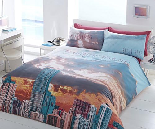 Miami Beach Sky Reversible Digital Print Duvet Set Quilt Cover Bedding &amp; Pillow Case Bedroom Set (3 sizes) (Single)