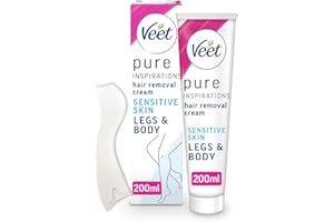 Veet Pure Sensitive Hair Removal Cream 200 ml - Leg Depilatory for Smooth, Exfoliated, and Hydrated Results with Shea Butter