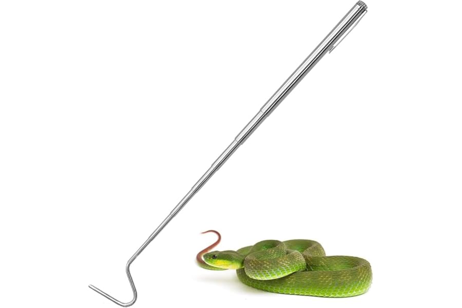 JinliangGuo One Piece Metal Snake Hook Rustproof Snake Catching Tools Outdoor Reptile Steel Telescoping Snake Catcher for Reptile Catching Controlling