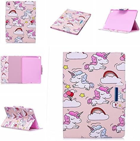 JHTC for Apple iPad Mini 4 Case with Auto Sleep & Wake Function Flip Wallet Case Leather Soft Silicone Shock Proof Protective Backcover with Stand Credit Card Holder Magnetic Cover Ultra Thin Pink Unicorn Clouds Personalised Cute Funny Patterned Clear Design Colorful Cases Gift for girls