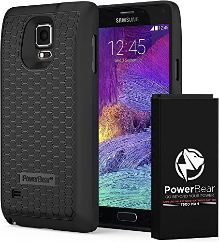 PowerBear Batterie Étendue compatible pour Galaxy Note 4 [7500mAh], Couvercle Arrière et Boîtier