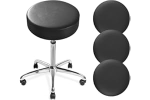 DONGKER Hocker Bezug Rund, 4 Stück PU-Leder Hockerbezug, Durchmesser 30-36cm, Dehnbar Knitterfrei Hocker Rundbezug für den bezug für Barhocker Rund