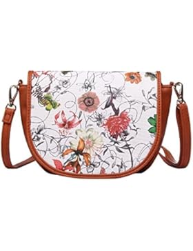 Damen Handtasche Umhängetasche kleine Tasche Schultertasche Blumen Vintage