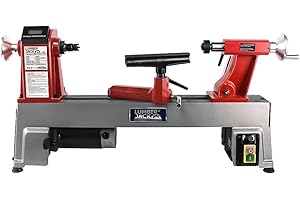 LUMBER JACK VSL305 550W Wood Lathe Variable Speed (450-3500 RPM) with Digital Display, Heavy-Duty Cast Iron Bed, 305mm Swing, 455mm Working Length MT2 Spindle & 1” x 8 TPI Thread