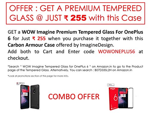 [IN-STOCK] Premium Back Case For OnePlus 6 - WOW Imagine® Premium Rugged Armour Shock Proof Brushed Carbon Fibre Texture Series [Anti Shock Corners with Air Cushion Technology] Impact Resistant Slim Profile TPU Phone Back Case Cover For 1+6 One Plus OnePlus 6